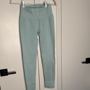 Light Blue / Sage High-Waisted Ribbed Seamless Leggings